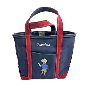 VTG LL Bean Boat And Tote Grandma Tote Bag Embroidered Boy Child Blue